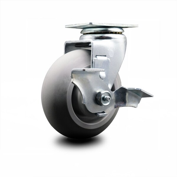 5 Inch Thermoplastic Rubber Swivel Caster with Ball Bearing and Brake SCC
